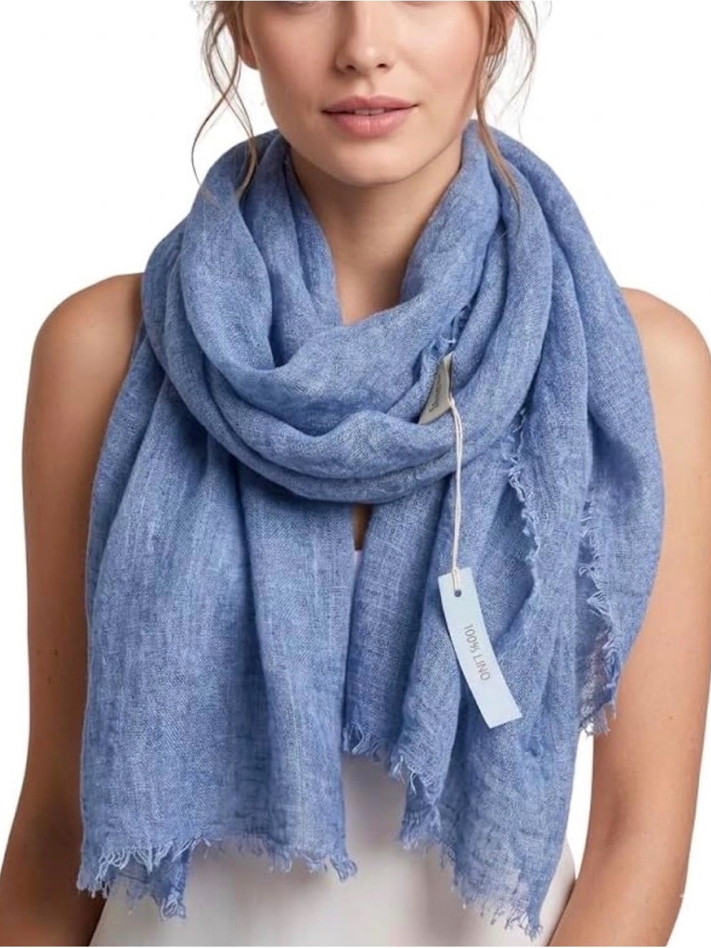 Denim Blue Women's Scarf - Soft Lightweight Wrap - Linen